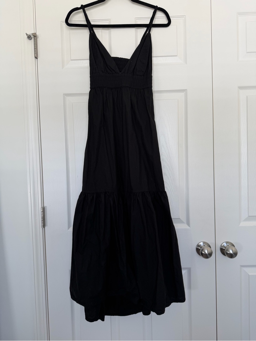 Black Maxi Sundress with Smocked Waist and Low Back